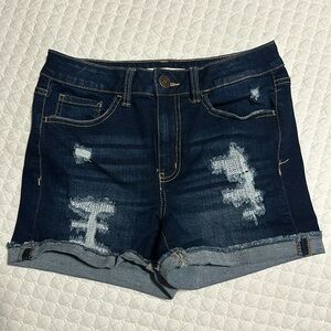 So high rise midi jean shorts